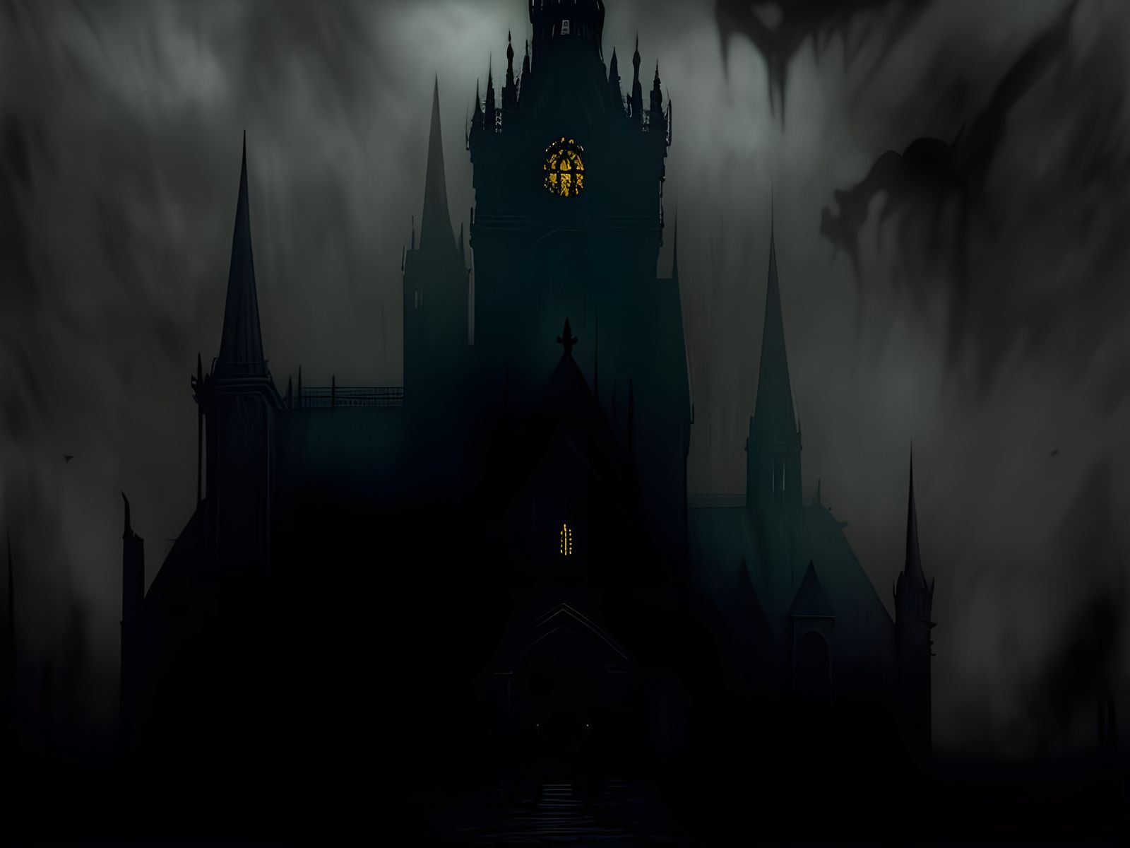 Gothic Figure in Dark Landscape