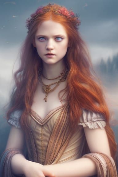 Witch with wavy red hair 11
