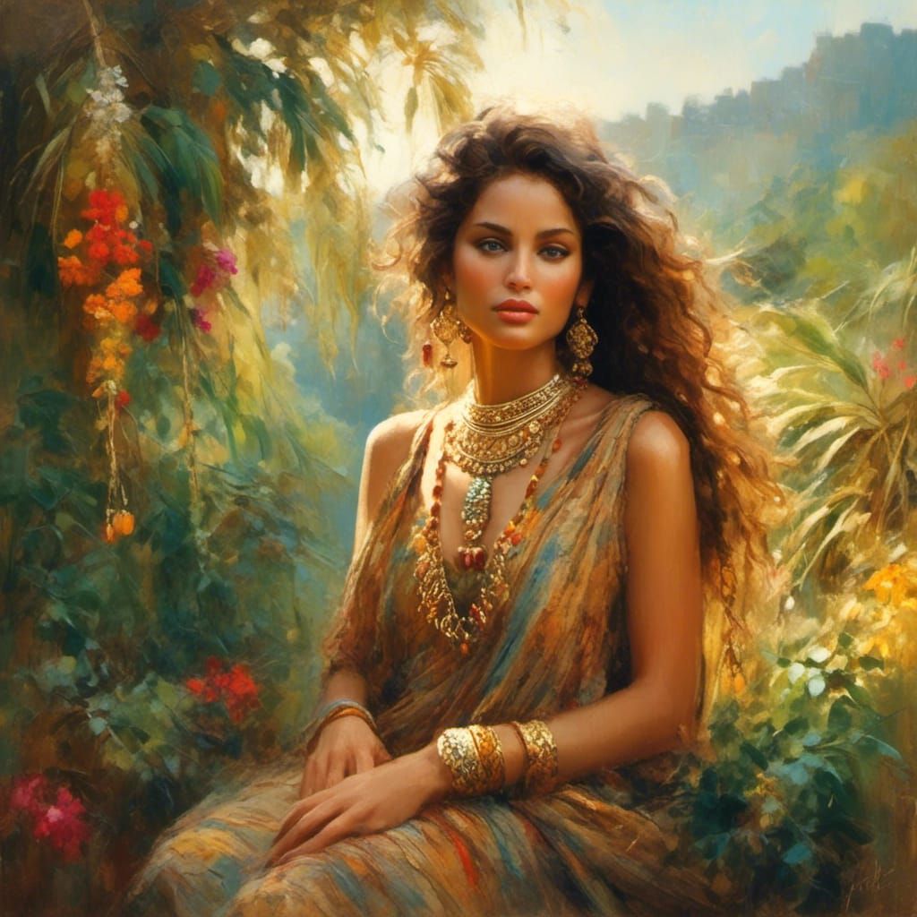 Exotic Woman Portrait in Classical Style