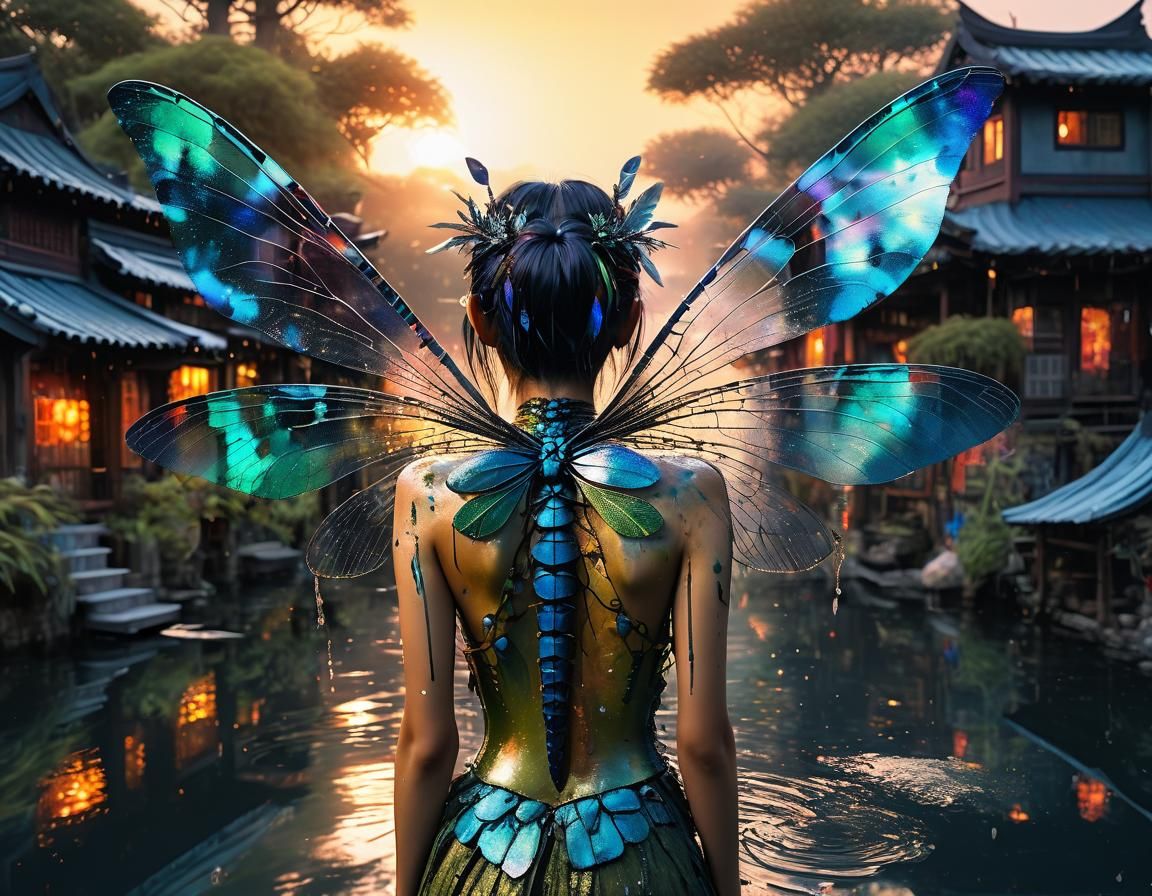 Watercolor Demon Tinkerbell in Arboreal Village