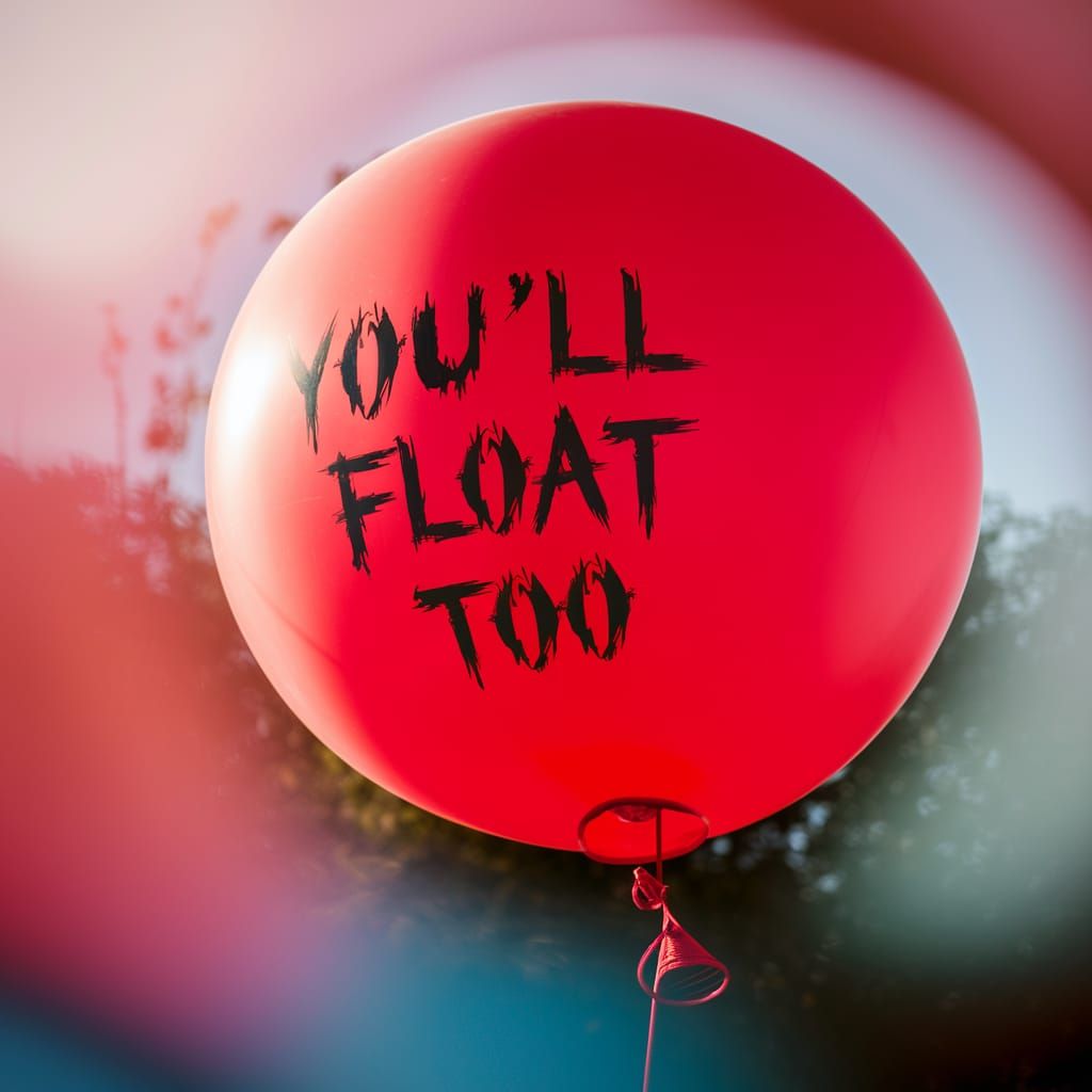 Graceful Red Balloon with a Dark Message
