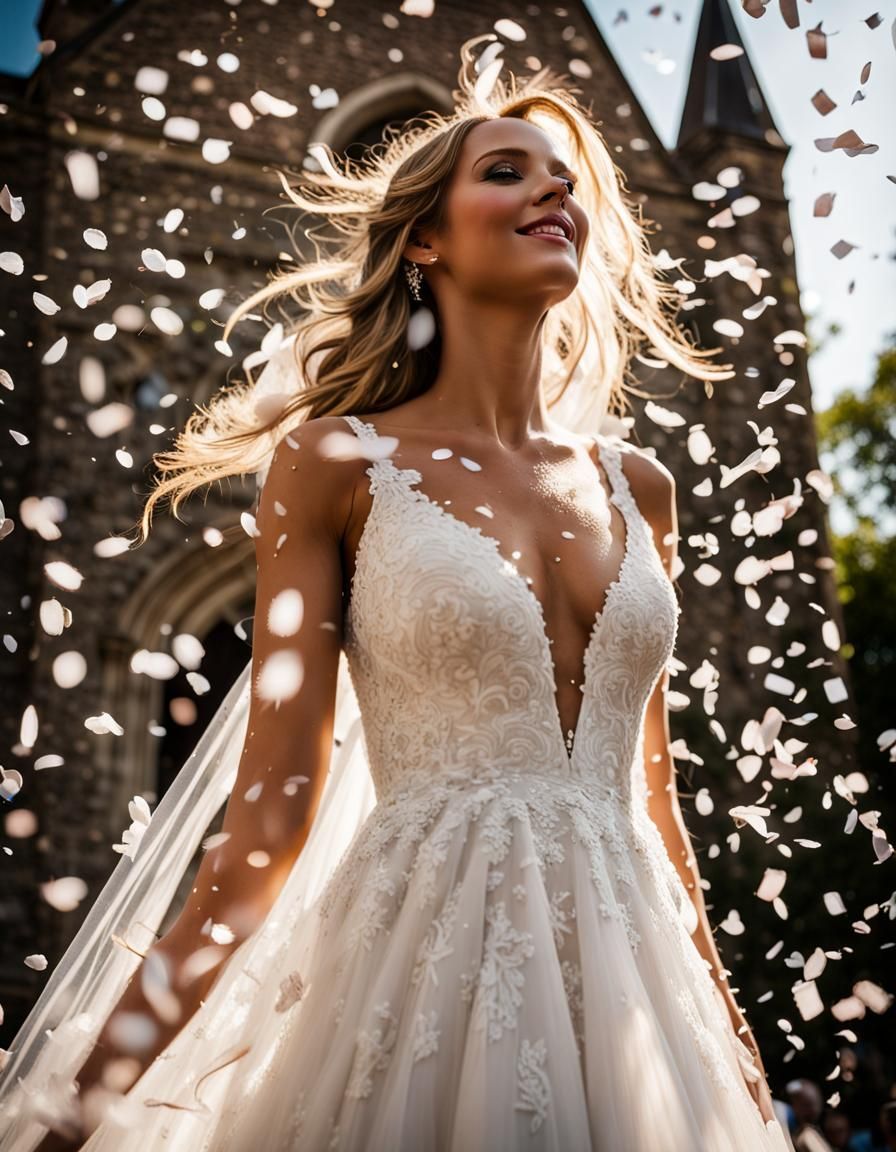 Bride Bathed in Sunlight and Confetti