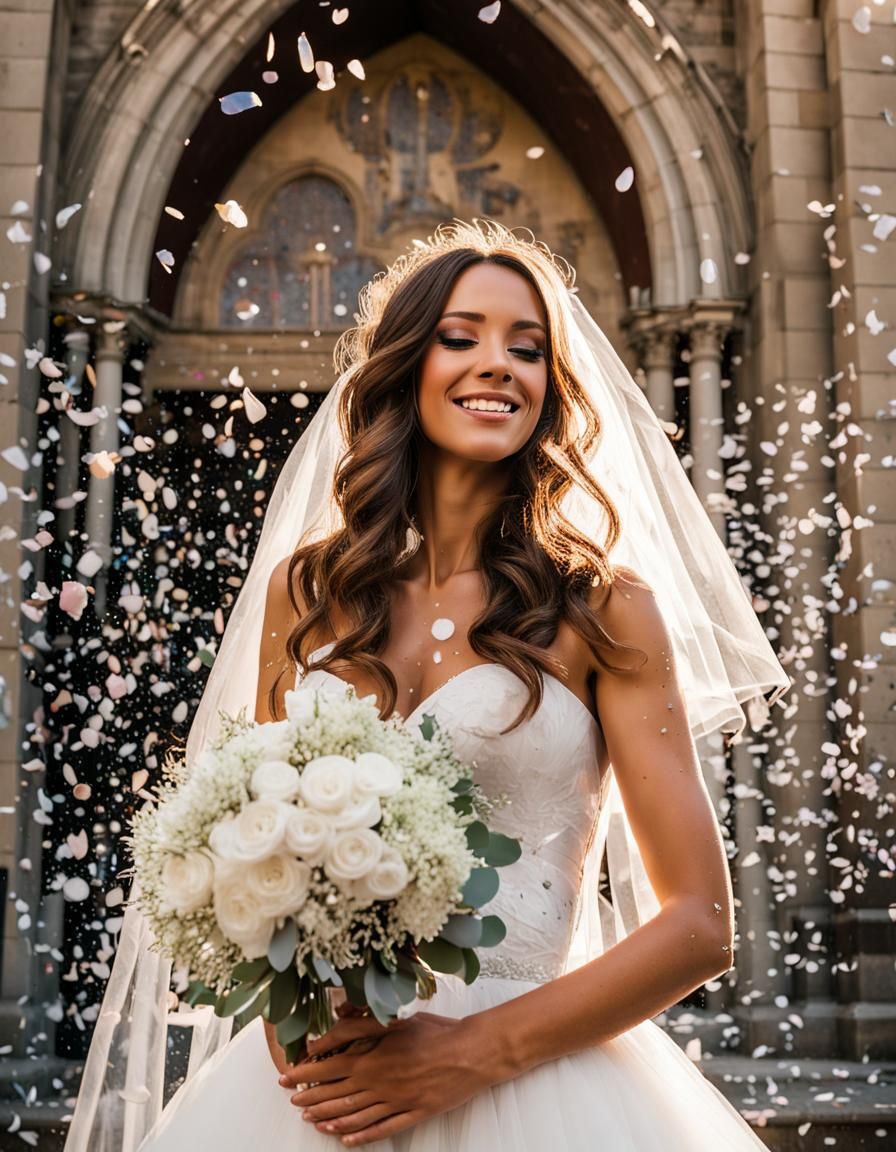 Bride Bathed in Sunlight and Confetti