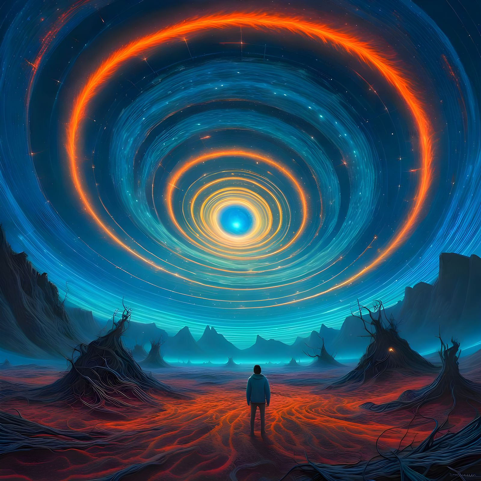 Cosmic Maelstrom in Surrealist Style