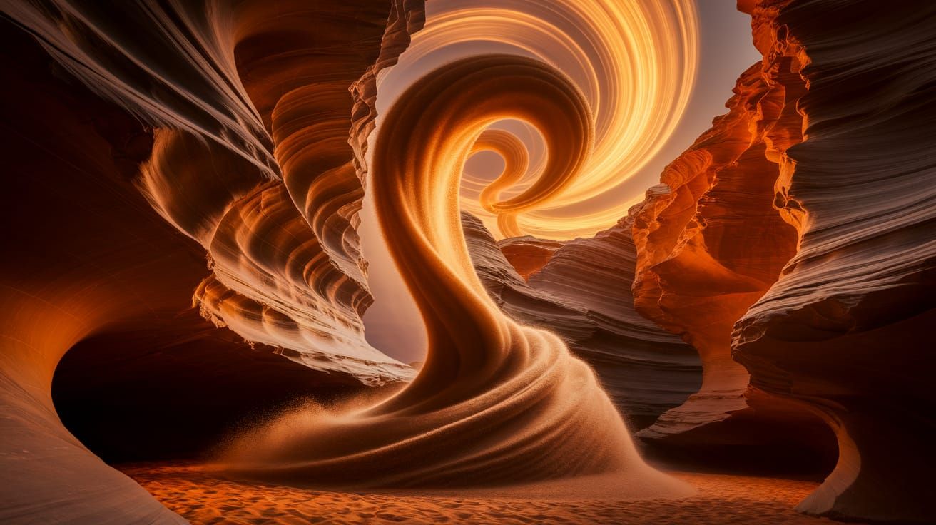 Golden Sand Aurora Over Sandstone Cliffs