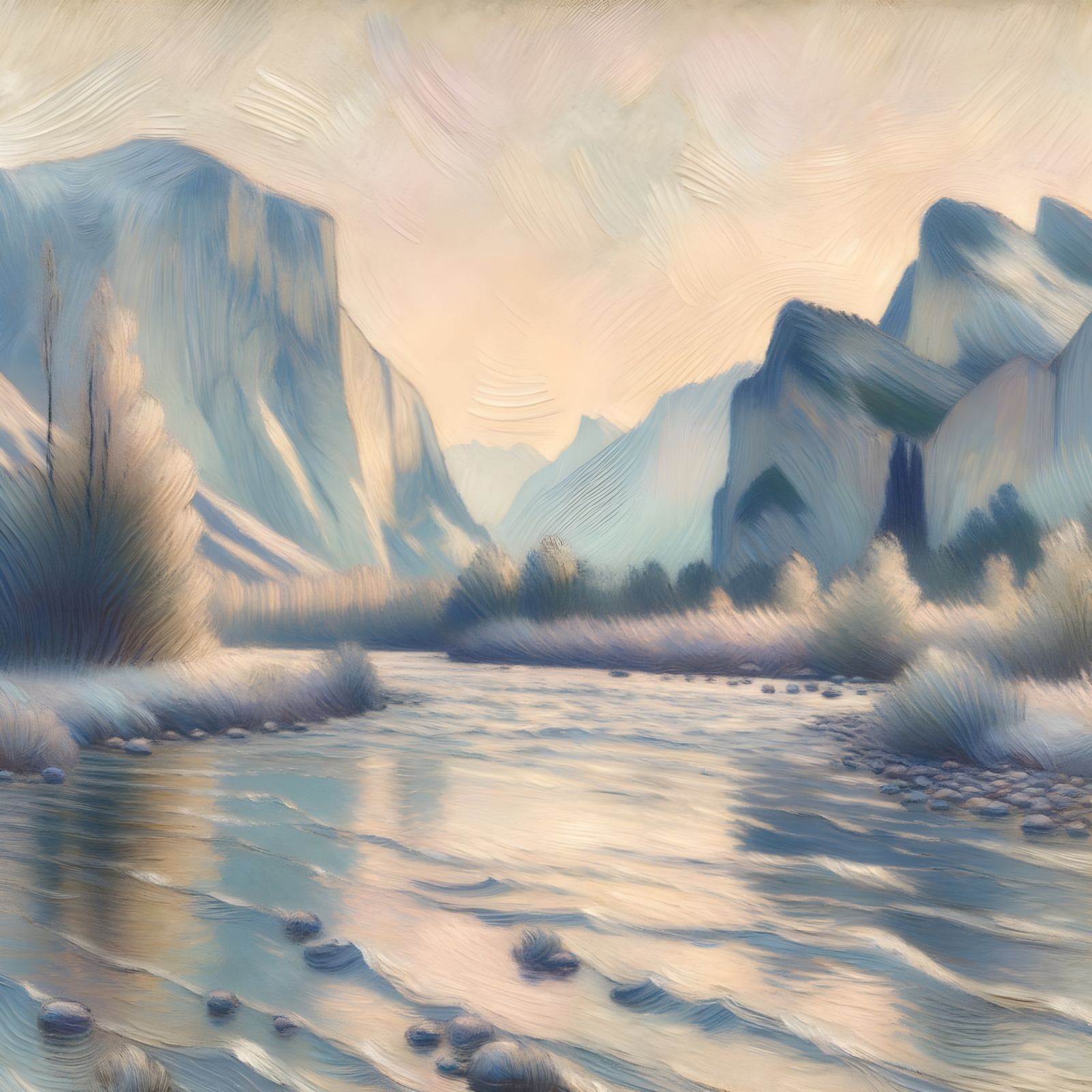 Soothing Twilight River in Soft Pastel Hues
