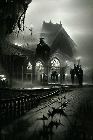 Gothic Film Noir Railway Station of the 1880s