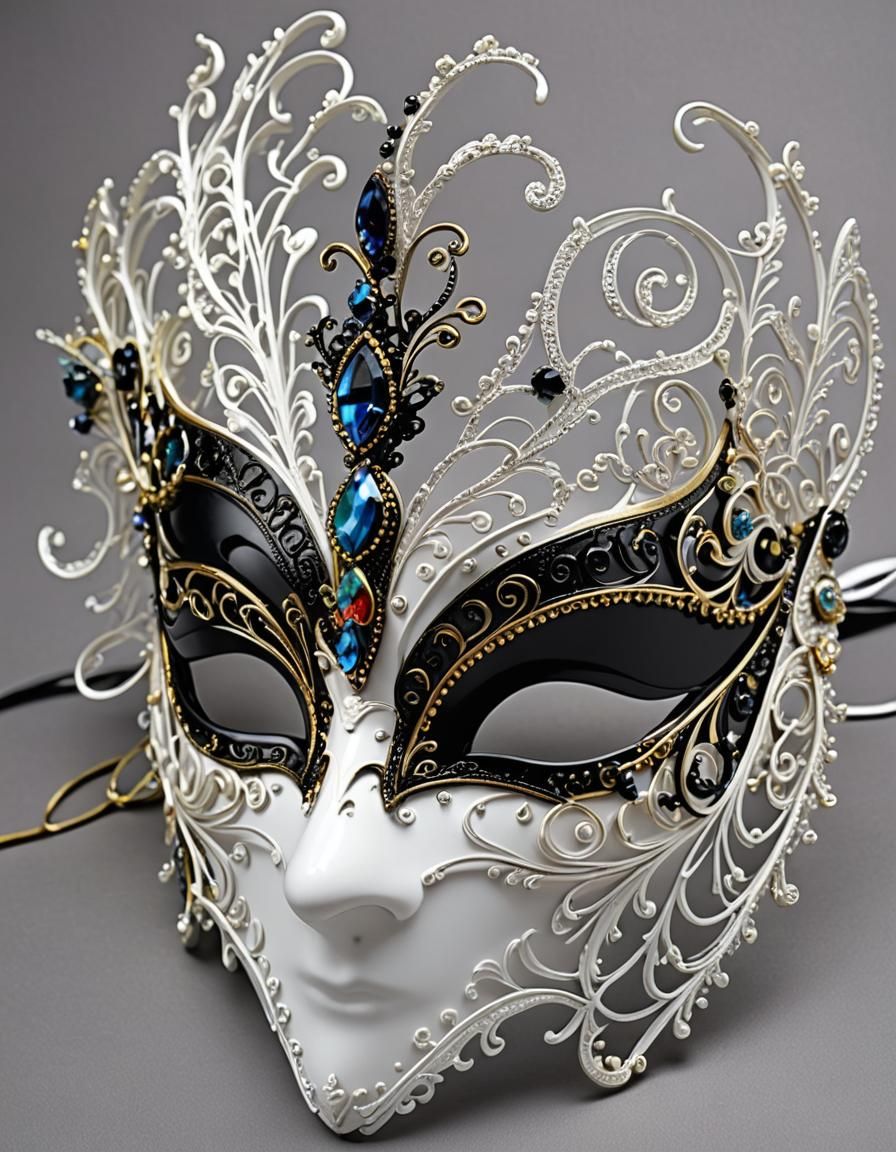 Colorful Masquerade Mask with Crystals and Filigree