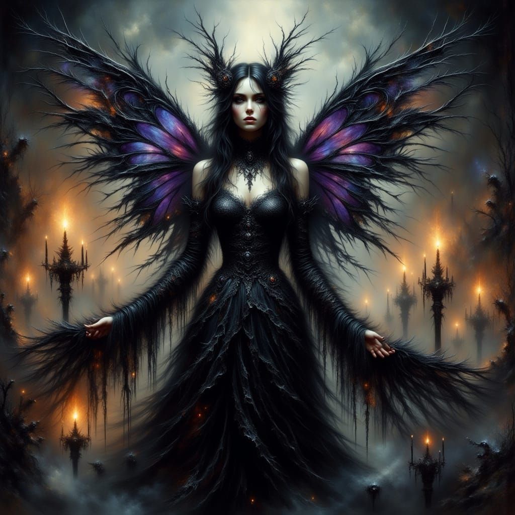Dark Fairy Death Angel in Victorian Gothic Style