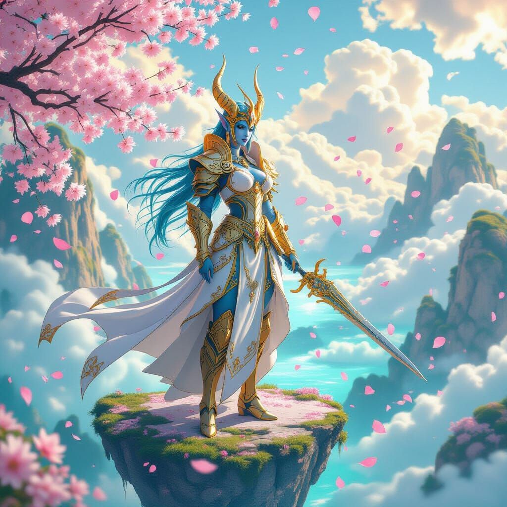 Draenei Warrior in Celestial Coral Reef, Fantasy Art