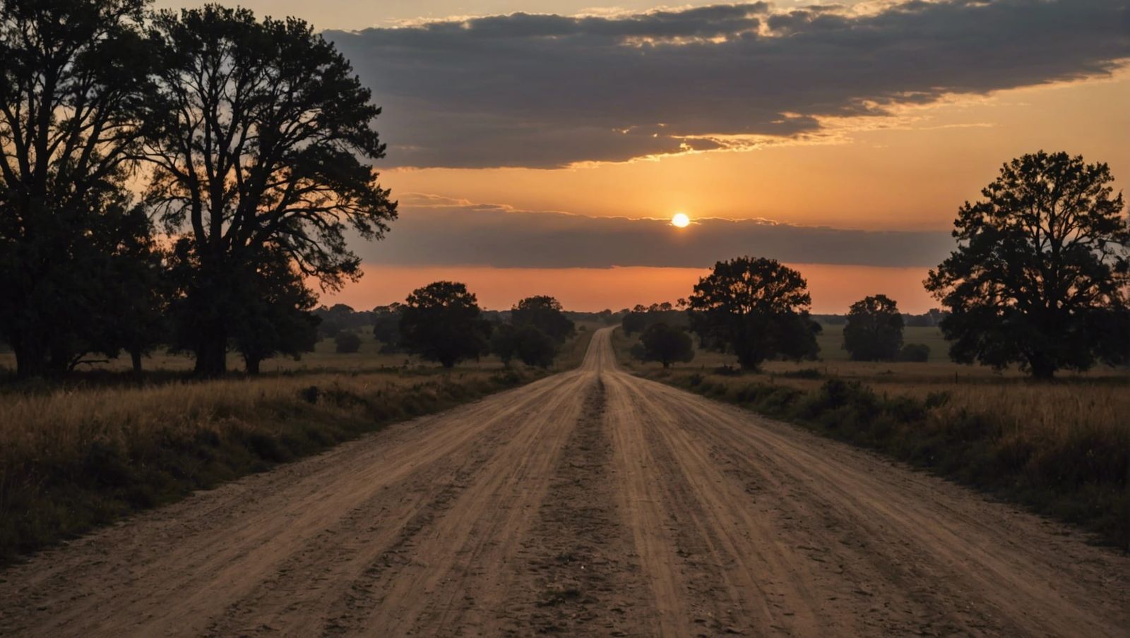 Ominous Twilight: Country Road with Spooky Light