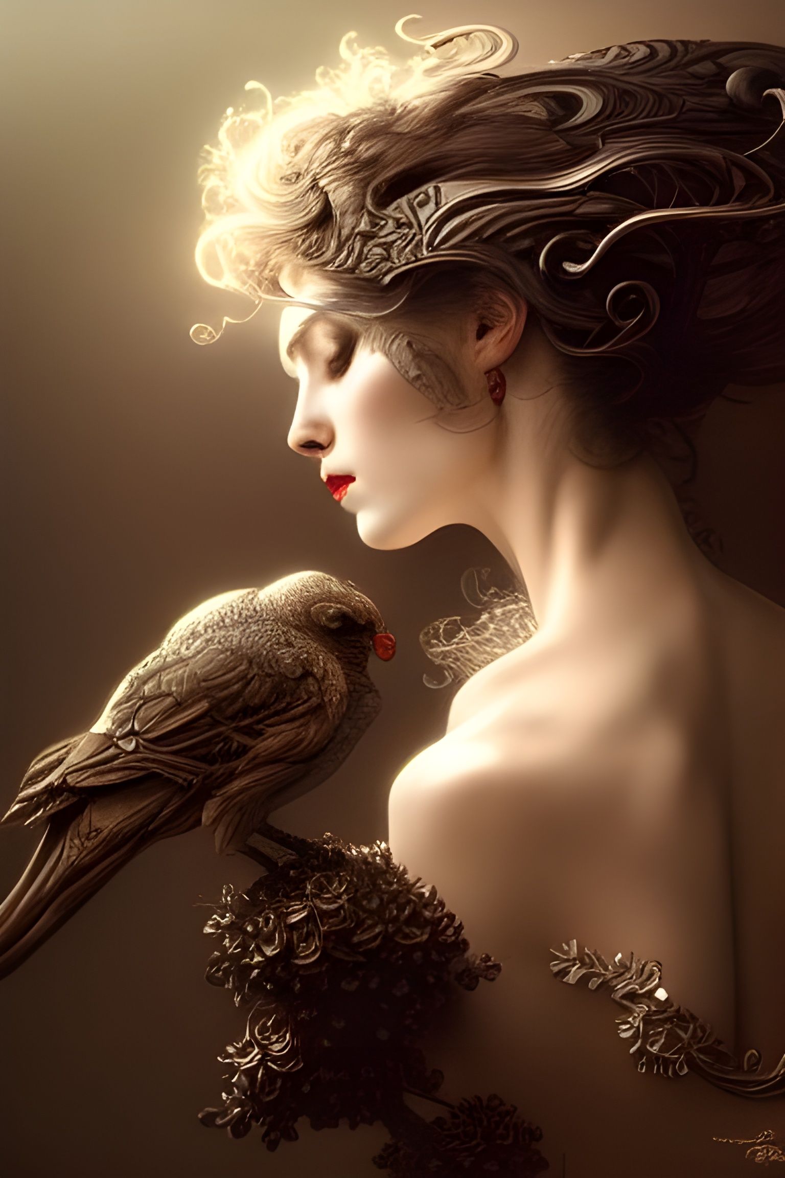 Intricate Rococo Scenic Illustration in Deep Colors