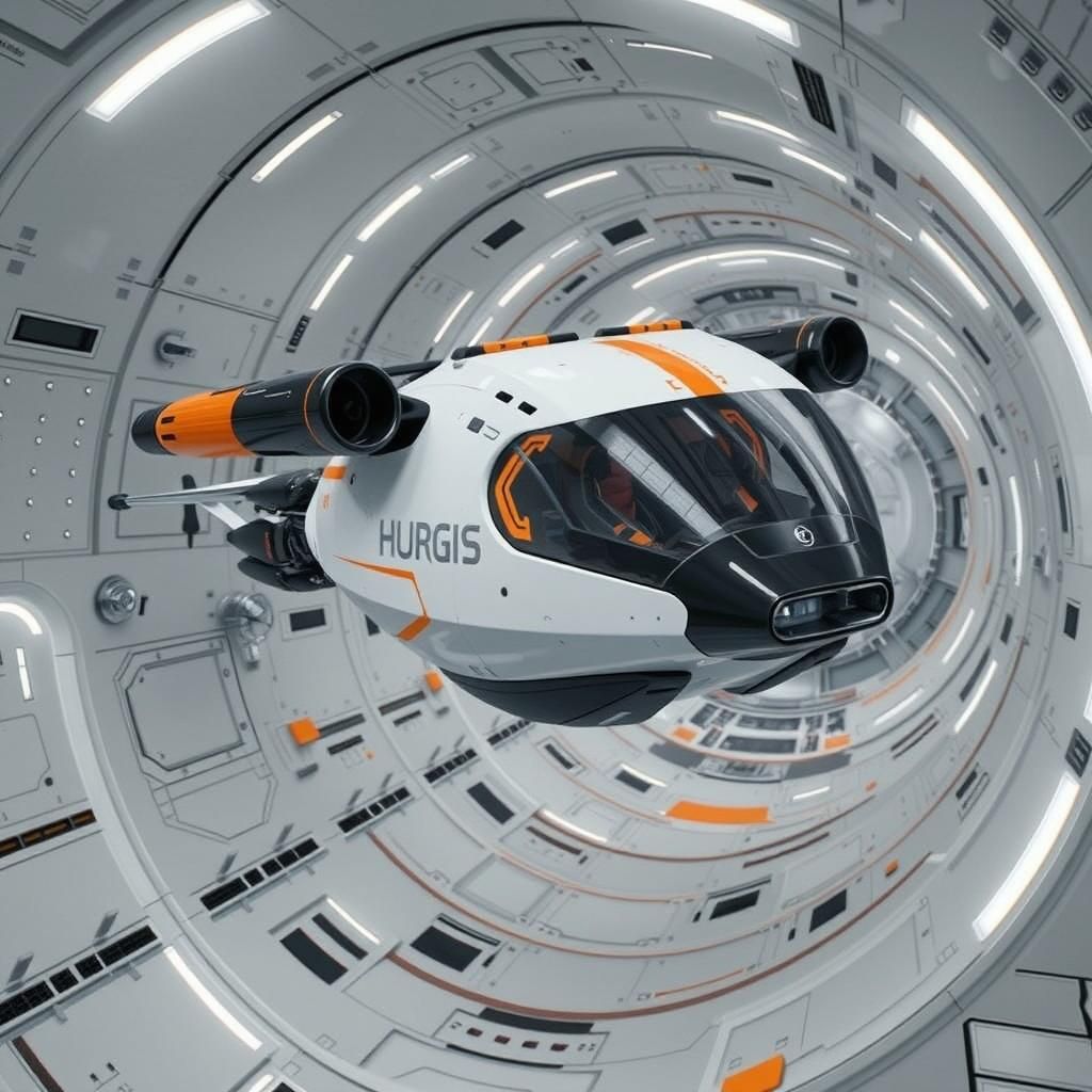 Futuristic Hover Vehicle in Airlock: Photorealistic Design
