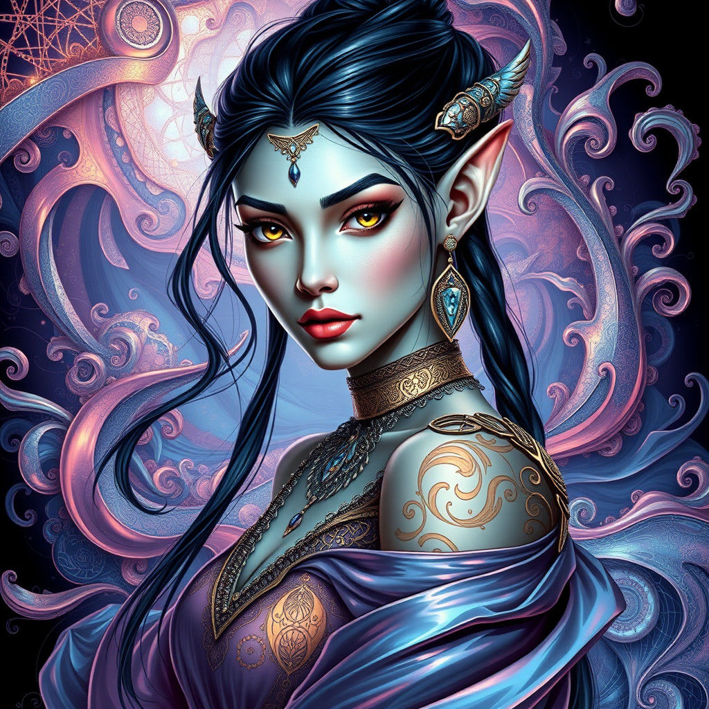 Elegant Woman in Avatar-Inspired Futuristic World