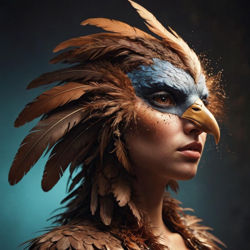 anthropomorphic female bird