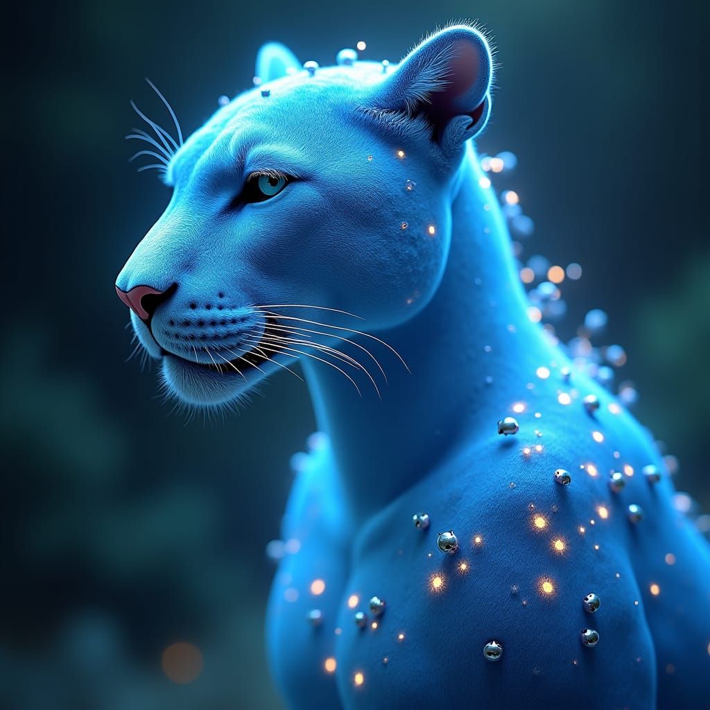Majestic Luminous Jaguar Being in Fantasy Style