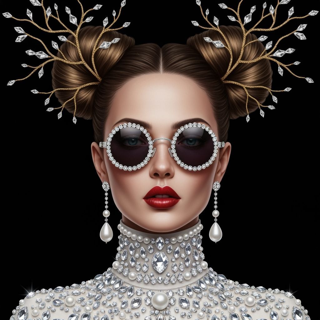 Crystal Embellished Woman in Futuristic Fashion