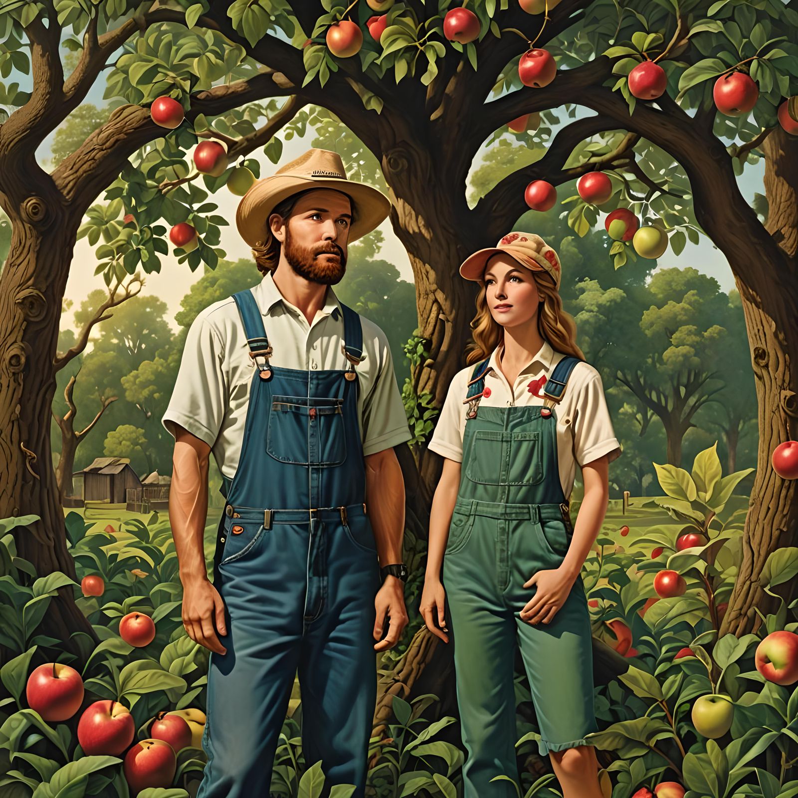 Redneck Adam and Eve in Garden of Eden