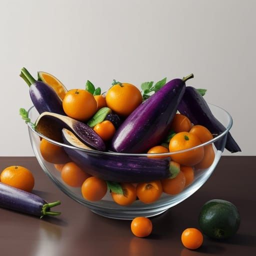 Fruit and Vegetable Woman in Still Life Arrangement