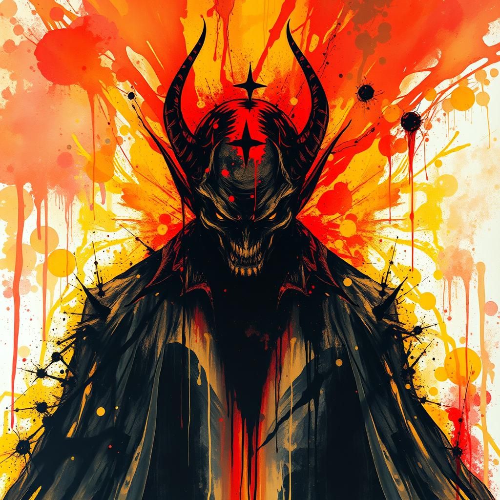 Dramatic Dracula Portrait in Liquid Ink Style