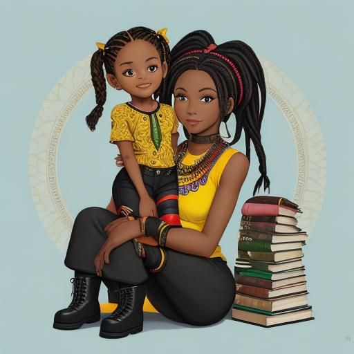 Chibi Mother and Daughter Celebrate Black History Month