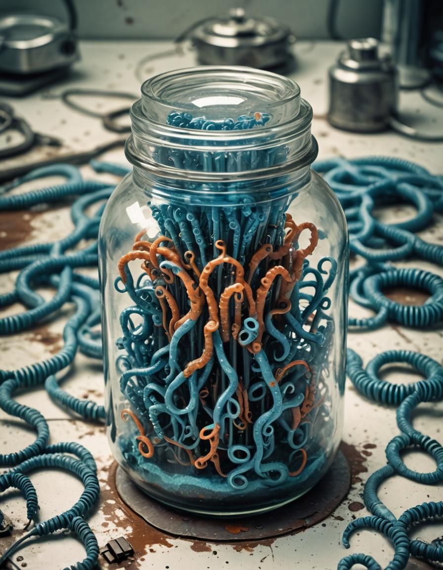 Sci-Fi Laboratory with Blue Biomechanical Microchip