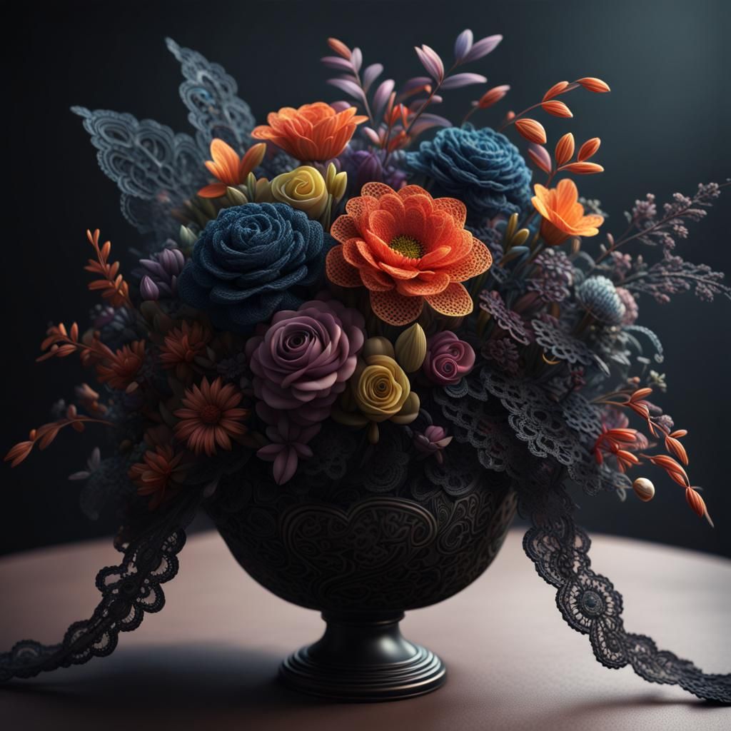 Gorgeous Lace Bouquet in Detailed Matte Painting