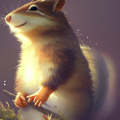 Chipmunk Hedgewizard in Detailed Dark Fantasy Style