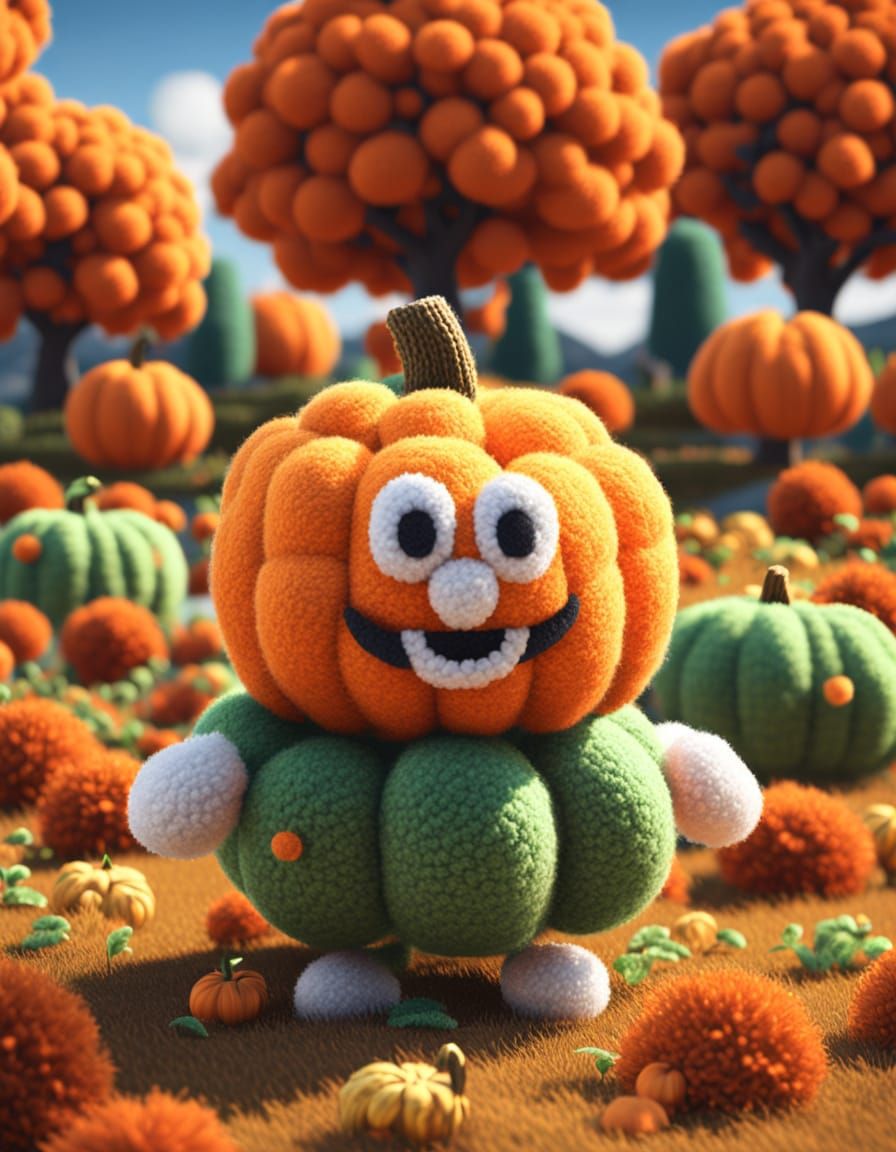 Adorable Pompom Pumpkin in a World of Pompoms