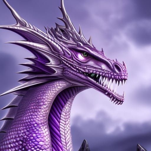 Pearlescent purple female dragon with Ethereal vibes