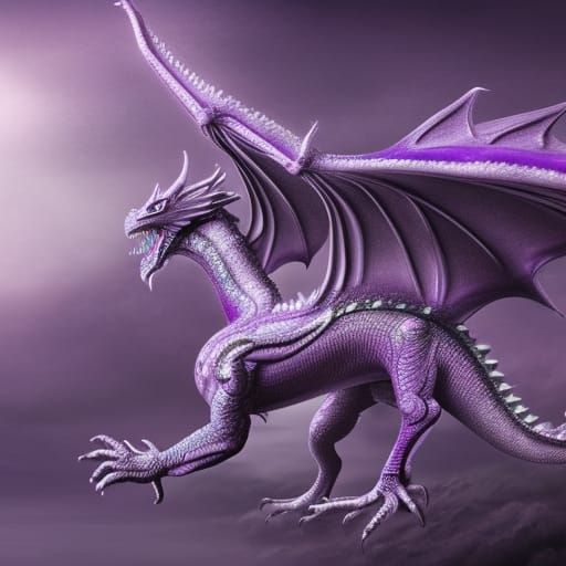 Pearlescent purple female dragon with Ethereal vibes