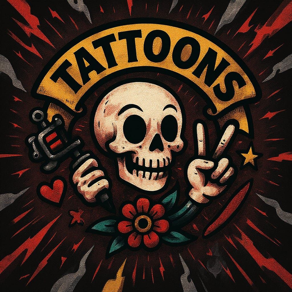 Tattoons Brand Visual: Edgy Cartoon Style with Bold Colors
