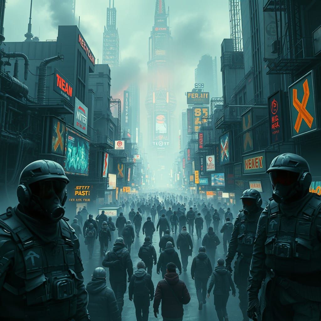 Dystopian Metropolis in Cyberpunk Style