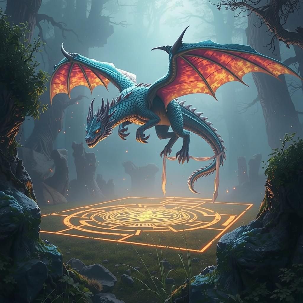 Mystical Dragon Summoning in Enchanted Forest