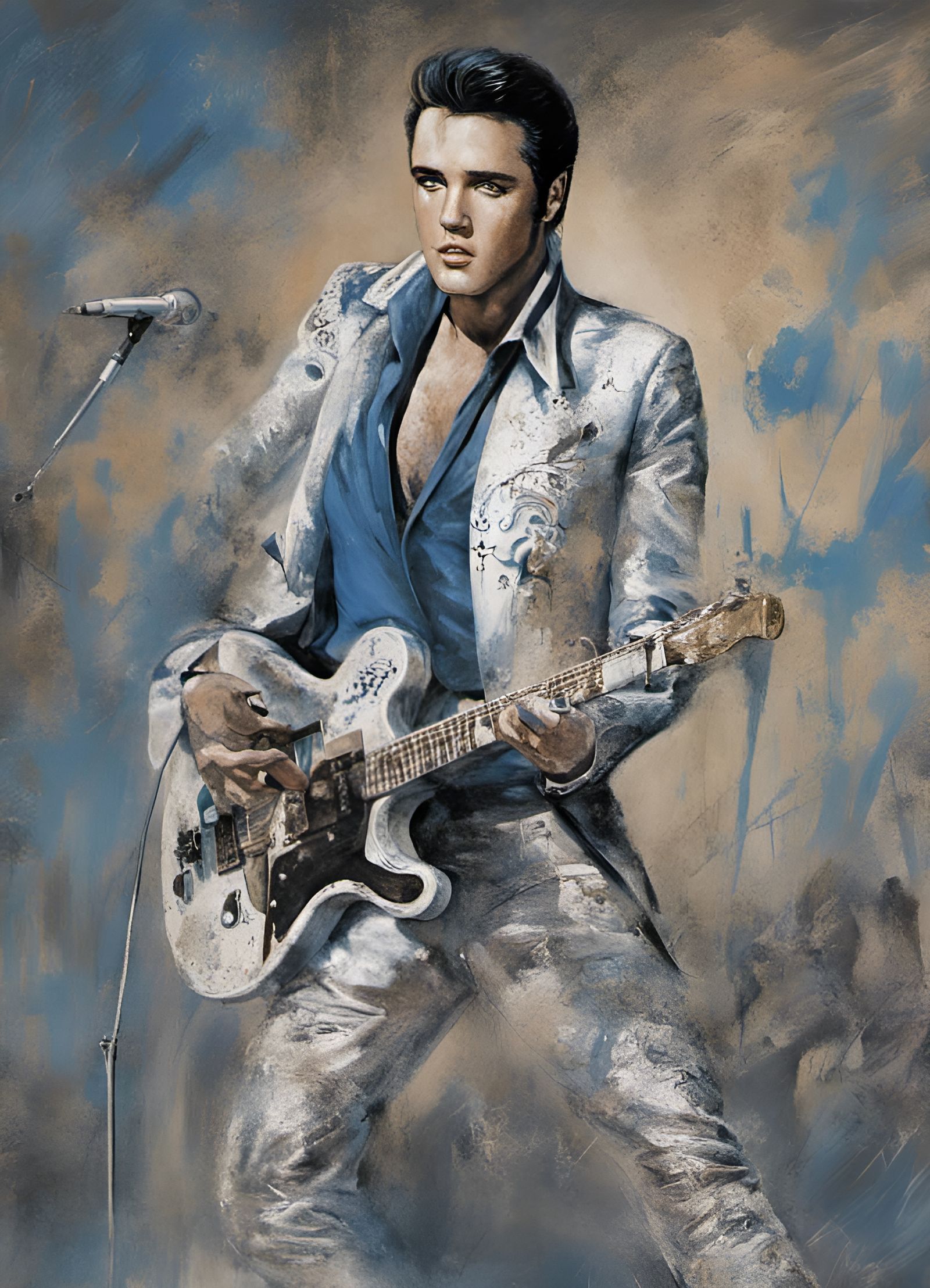 Elvis Presley on Stage in Luis Royo Style
