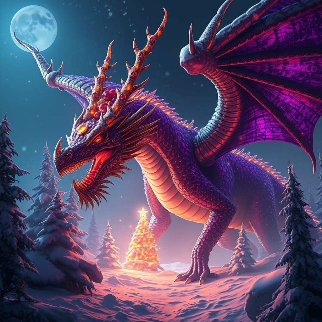 Dark Fantasy Christmas Dragon Masterpiece