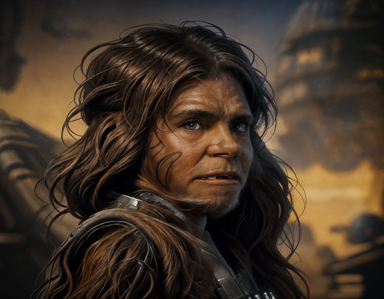Epic SciFi Portrait of Chewbacca's Daughter in Moody Tatooin...