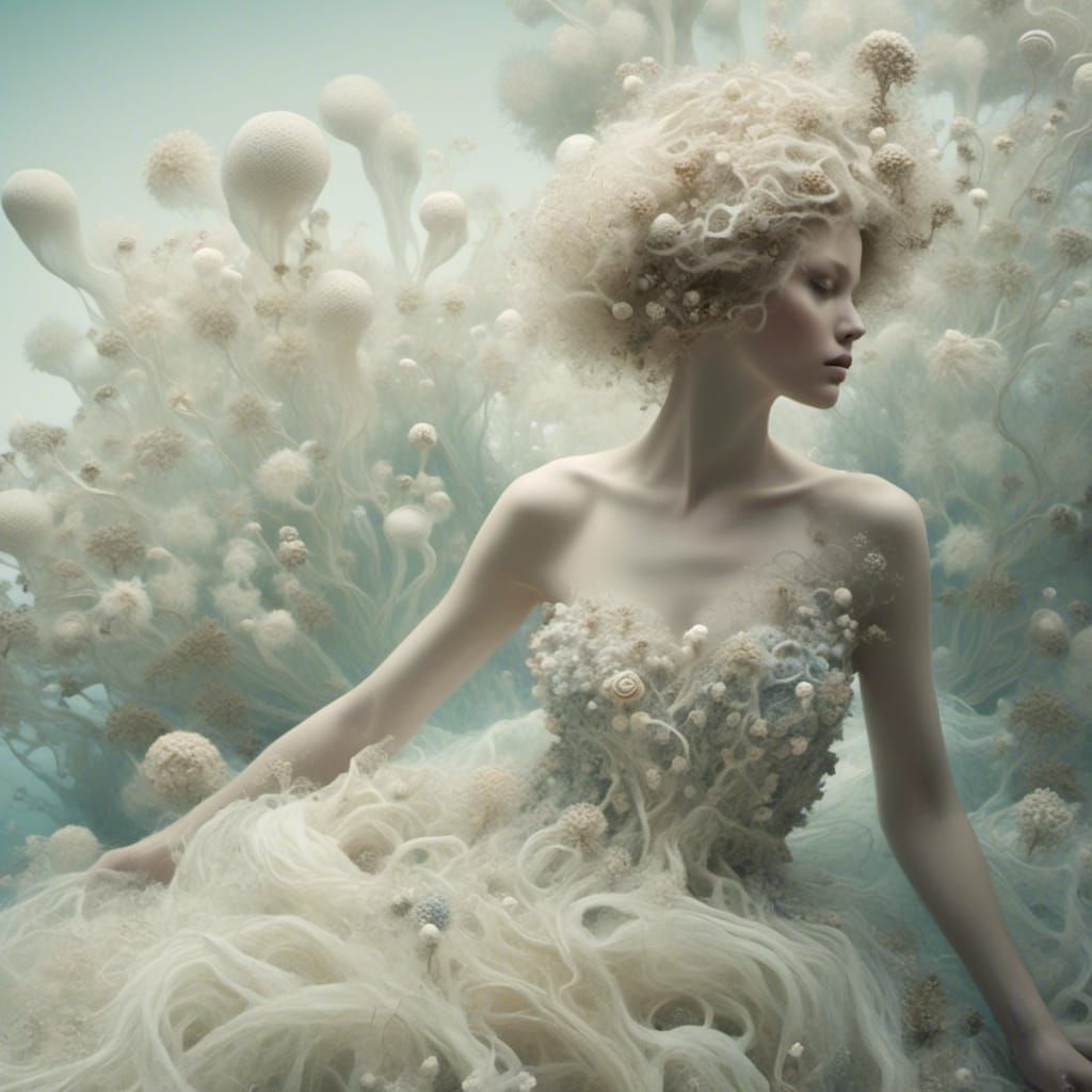 Sea Urchin Gown: Surreal Underwater Portrait