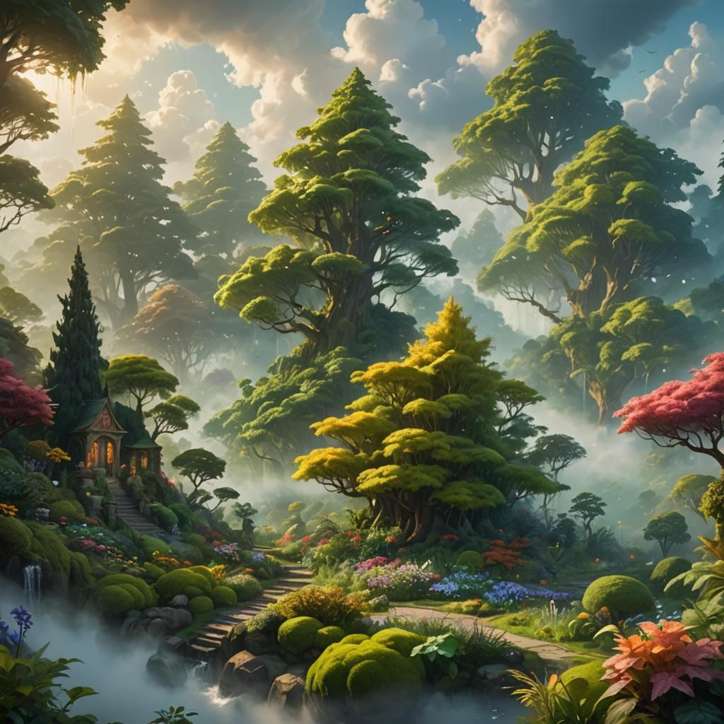 Lush Gardens Floating in the Clouds