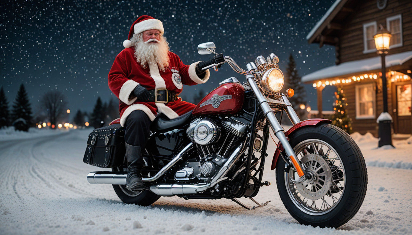 Bad Santa Cruises through Winter Wonderland on Harley-Davids...
