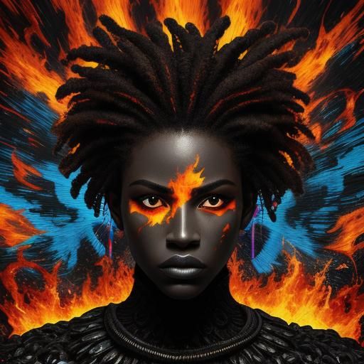 Fiery Portrait: Abstract Graffiti Album Cover