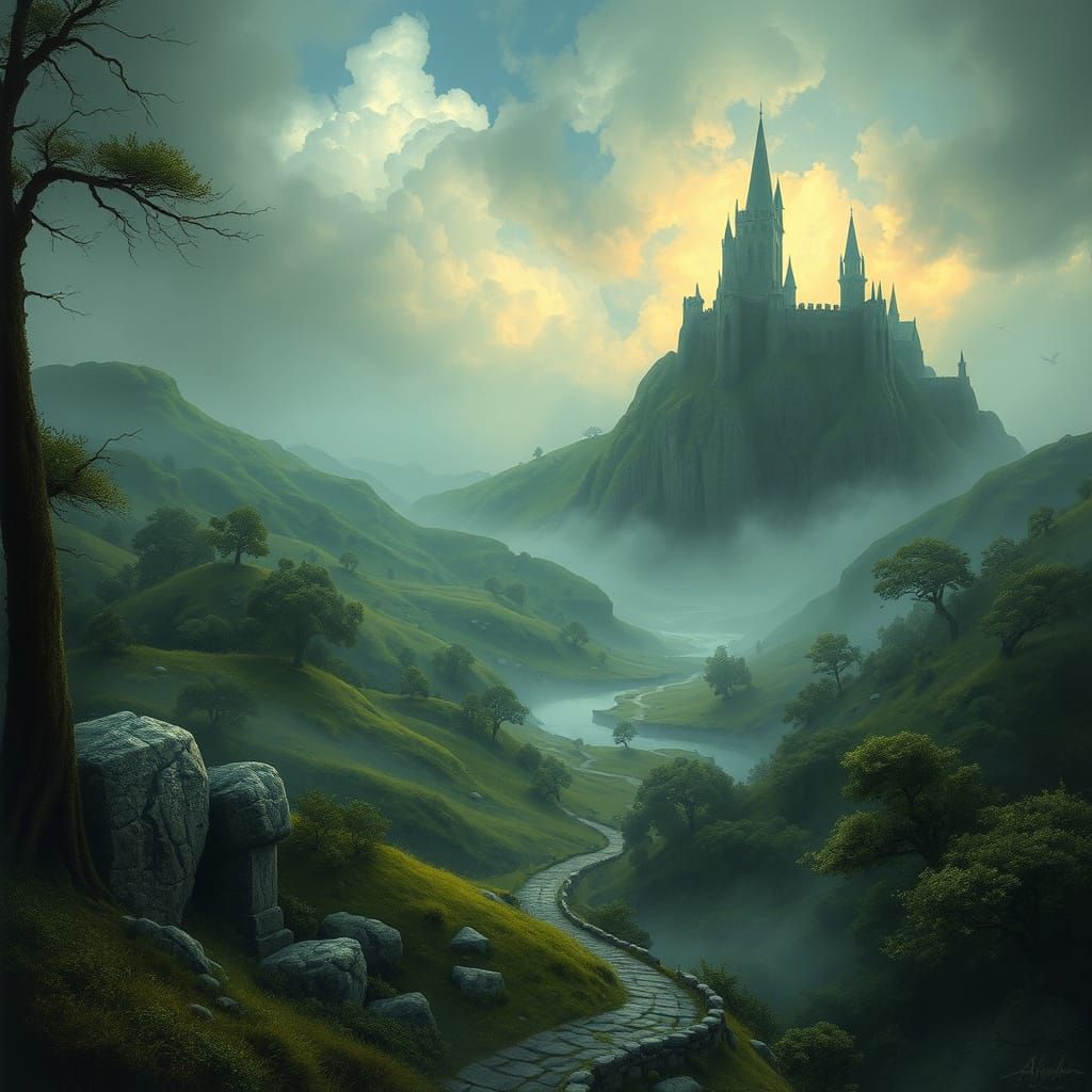 Mystical Avalon Realm in Ethereal Style