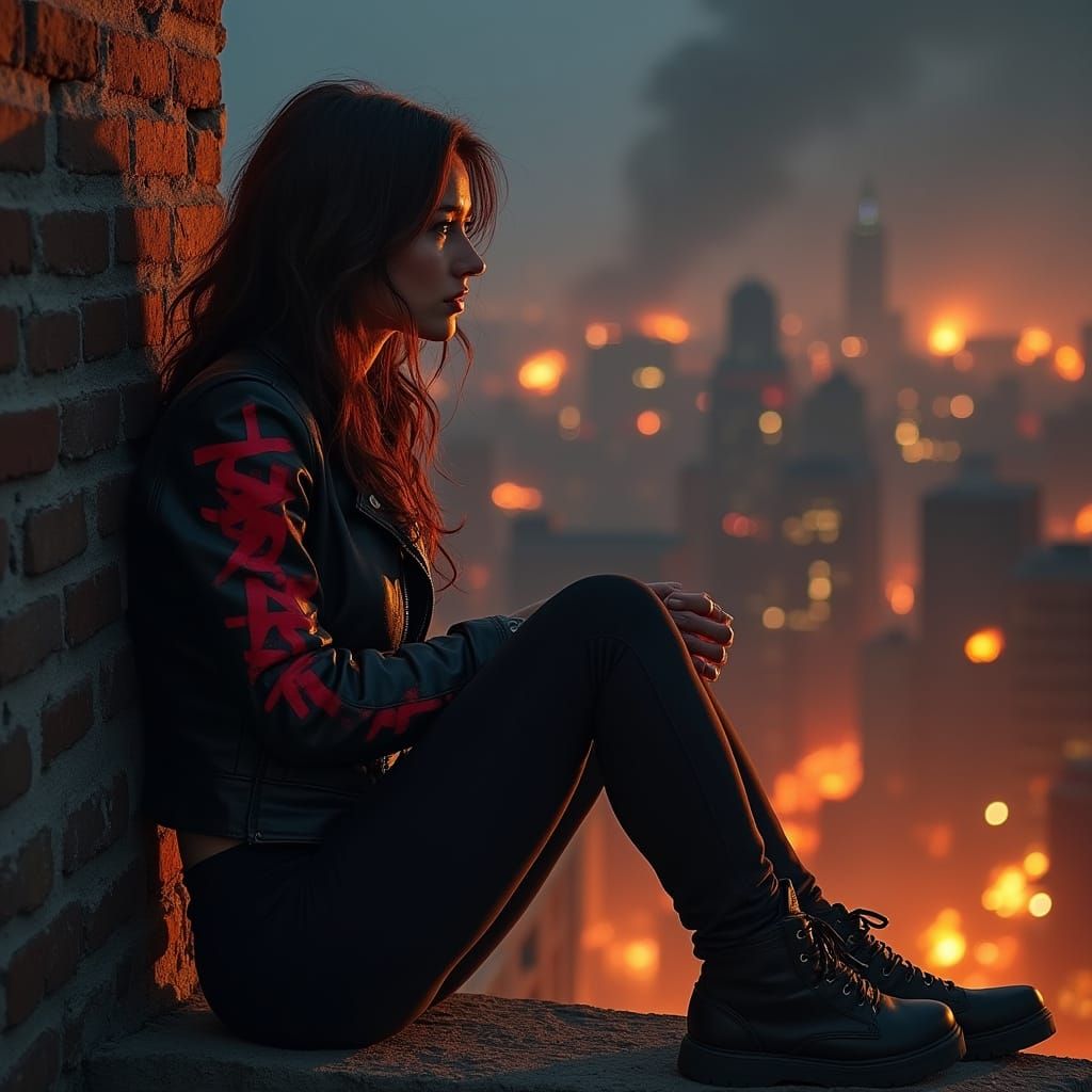 Dystopian Cityscape at Midnight