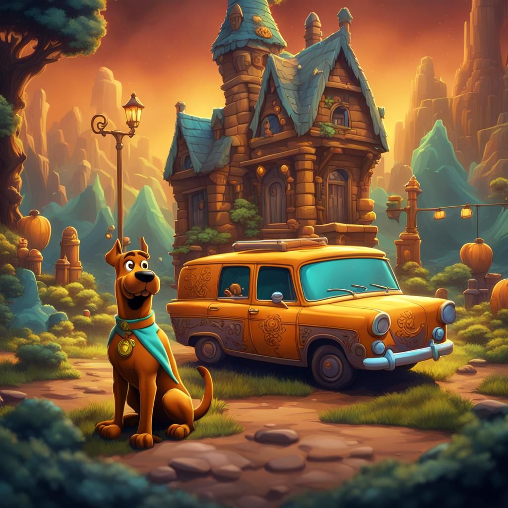 Chibi Scooby Doo in Detailed Matte Painting