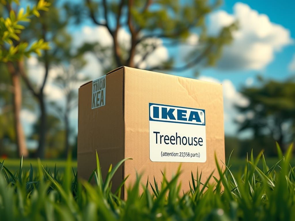 Hyper-Realistic Cardboard Box in Lush Green Landscape