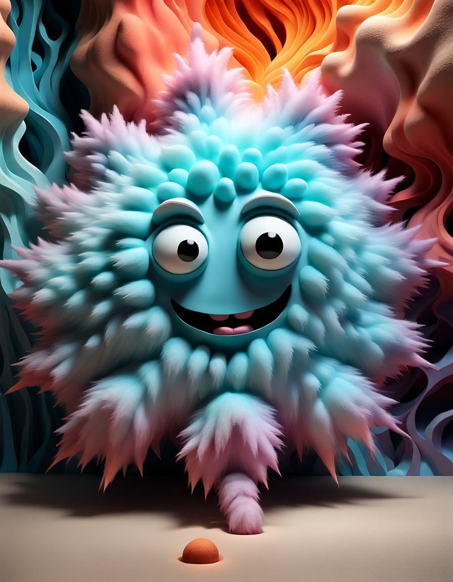 Fluffy Graffiti Graphitoid in 3D Stumpwork