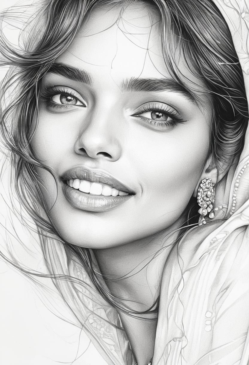 Detailed Portrait of an Indian Girl in Matte Painting Style