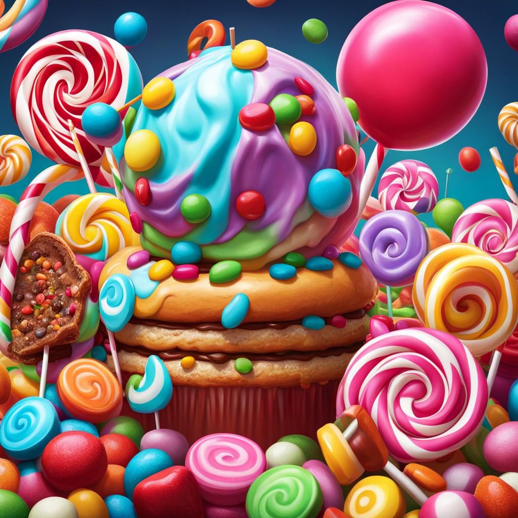 Whimsical Candy Art in Hyperrealistic Style