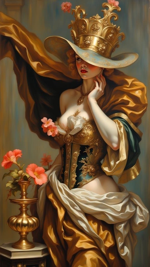 Renaissance Goddess in Chiaroscuro Style