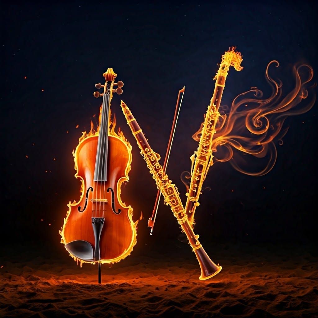Dance of Fiery Instruments in Moonlit Splendor